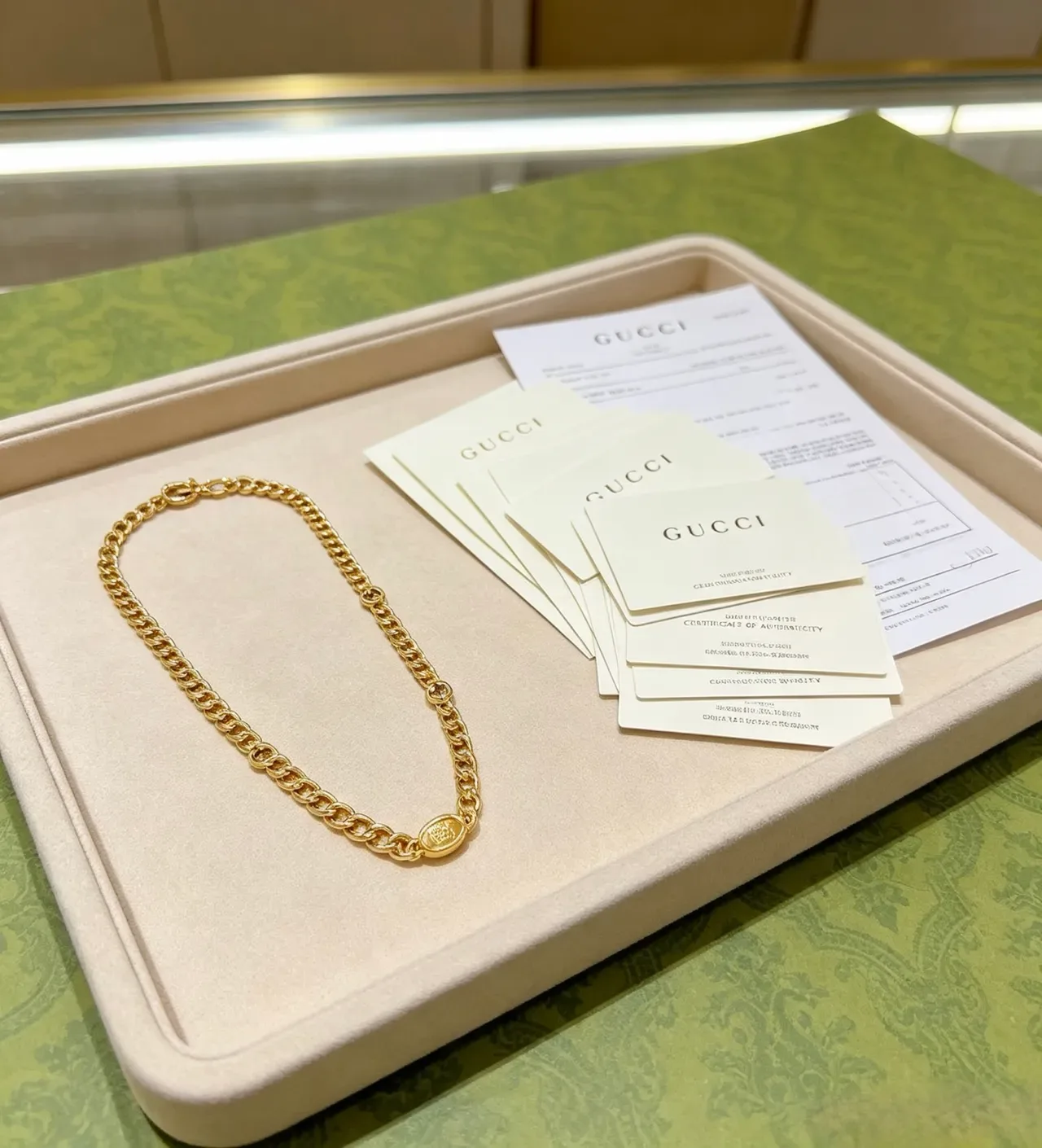 Gucci Gold Chunky Curb Chain Interlocking G Motifs Necklace 3
