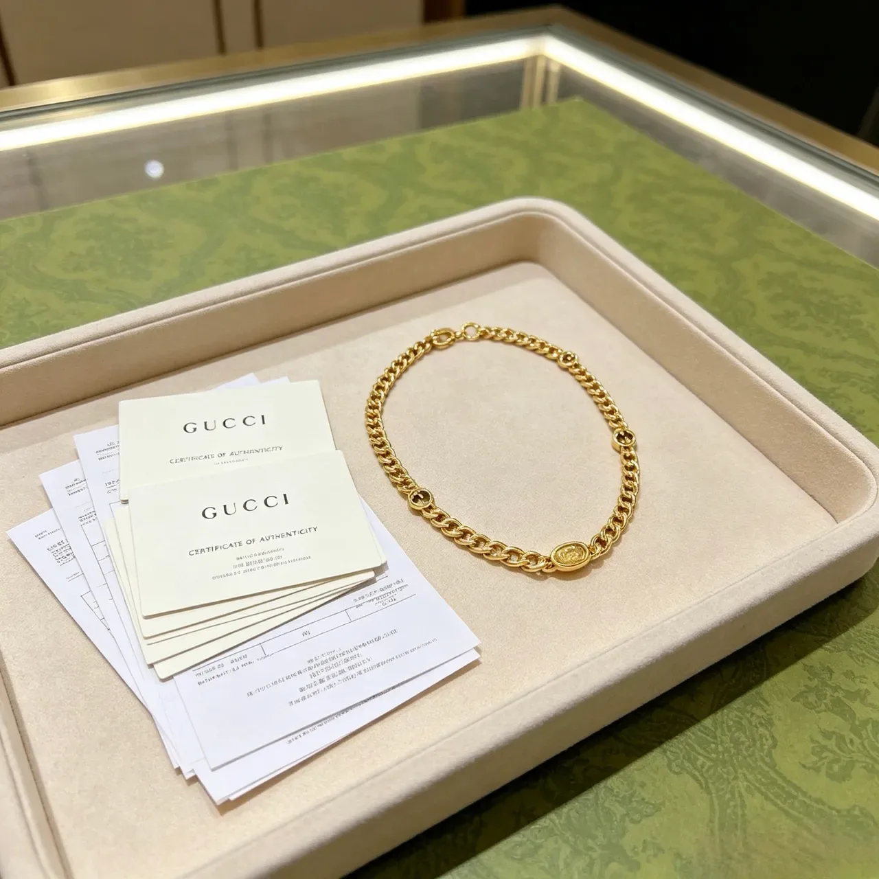 Gucci Gold Chunky Curb Chain Interlocking G Motifs Necklace 5