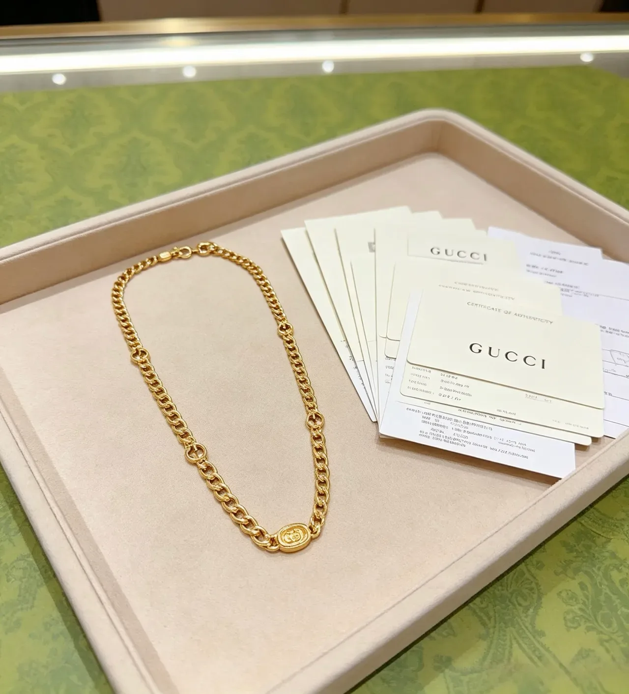Gucci Gold Chunky Curb Chain Interlocking G Motifs Necklace 6