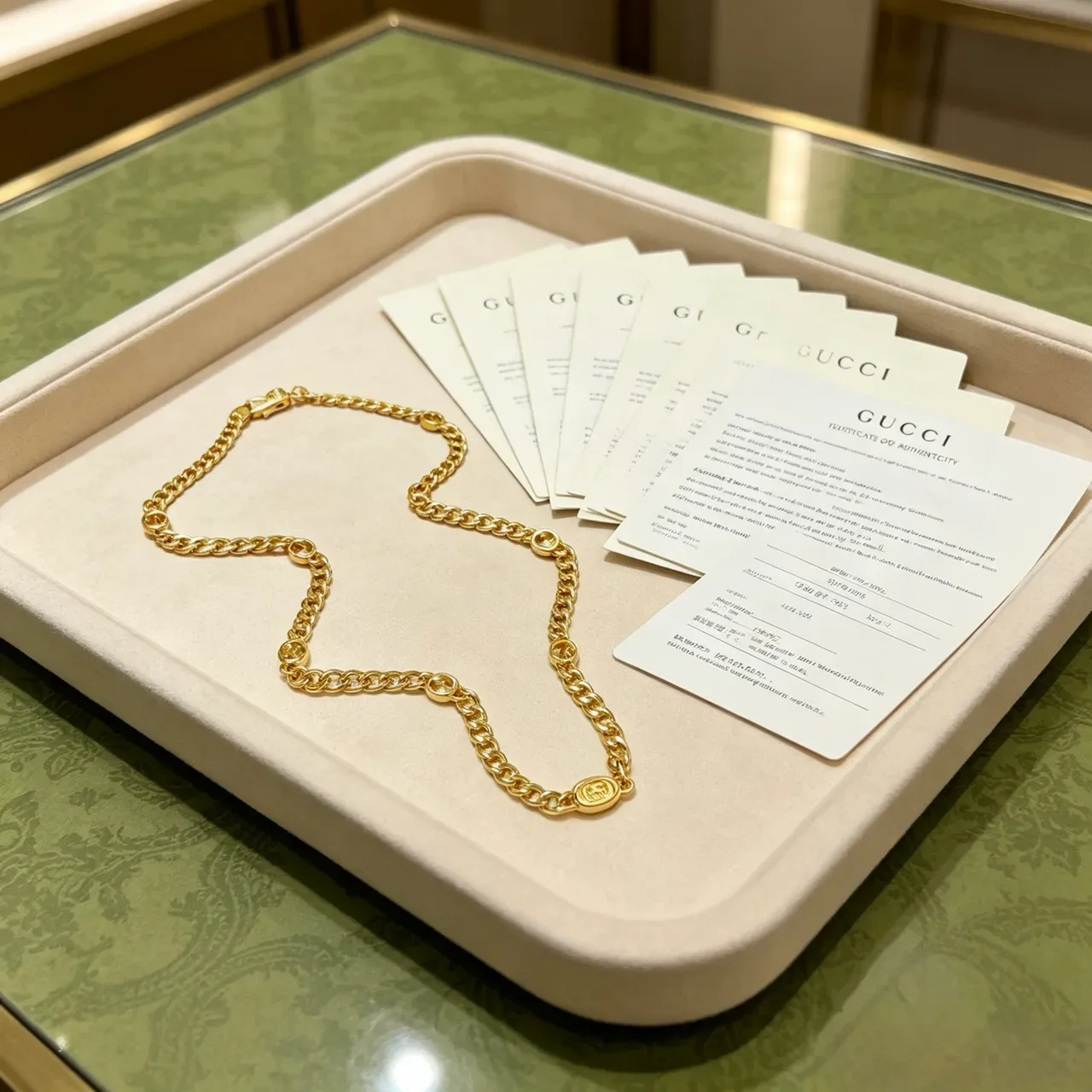 Gucci Gold Chunky Curb Chain Interlocking G Motifs Necklace 7