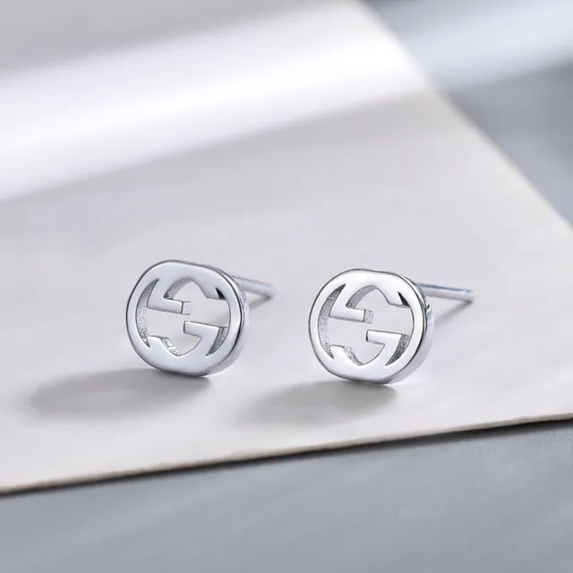 Gucci Gold Silver Interlocking G Logo Openwork Circular Studs Earrings 7