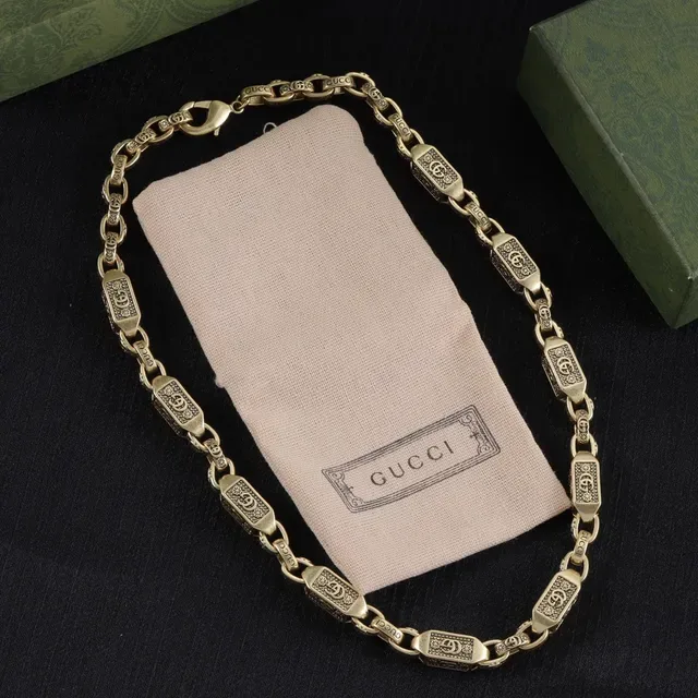 Gucci 金银双色金属 Interlocking G 图案项链 3