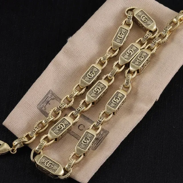Gucci 金银双色金属 Interlocking G 图案项链 4