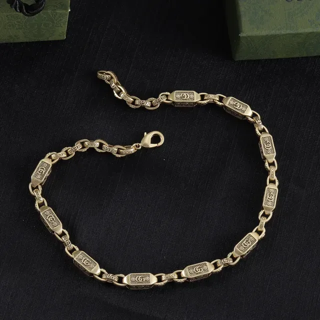 Gucci 金银双色金属 Interlocking G 图案项链 5