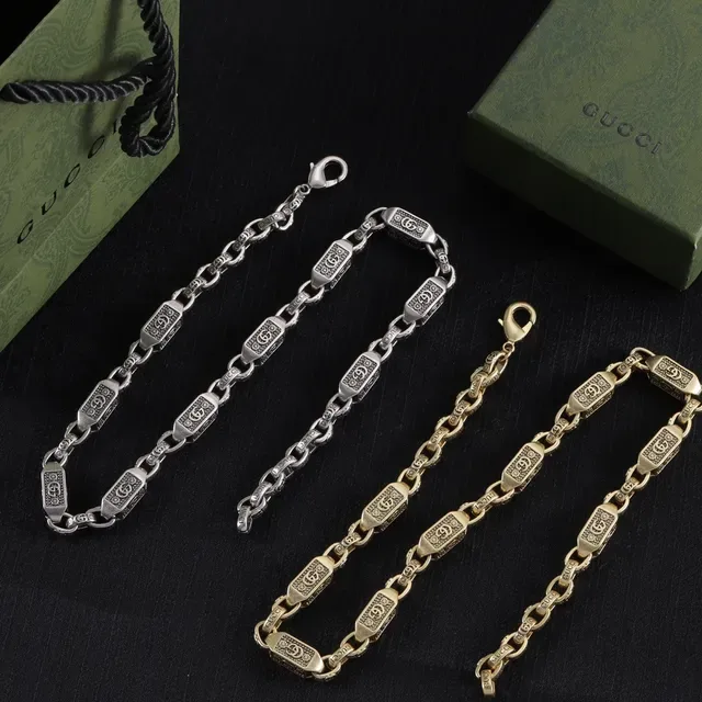 Gucci 金银双色金属 Interlocking G 图案项链 7