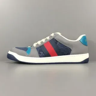 Gucci 灰色海军蓝低帮混合材质生活方式运动鞋
