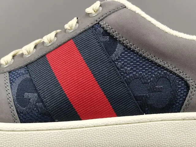 Gucci 灰色海军蓝低帮混合材质生活方式运动鞋 8
