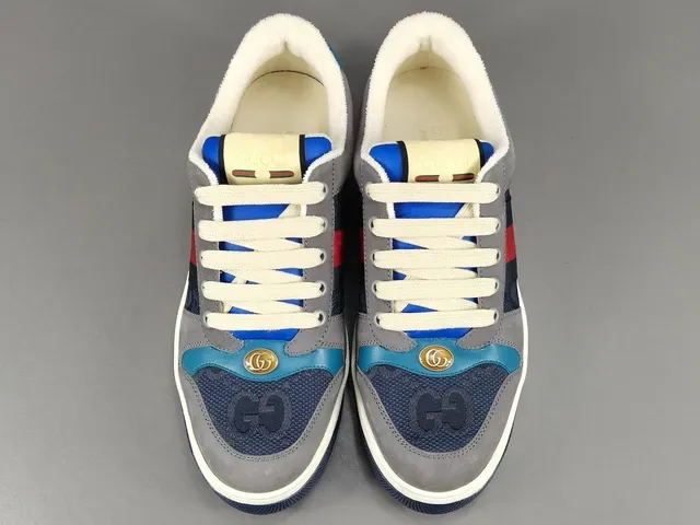 Gucci 灰色海军蓝低帮混合材质生活方式运动鞋 16
