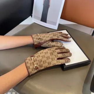 Gucci Horsebit 1955 Beige and Brown Leather Gloves