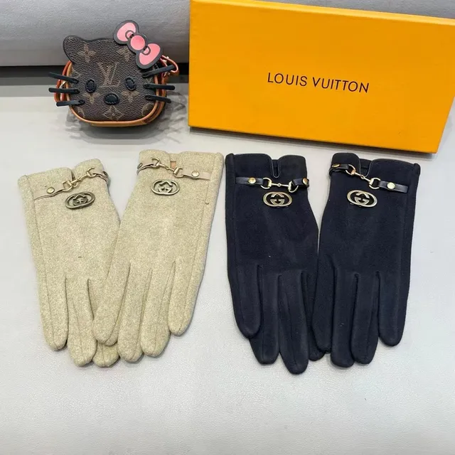 Gucci Horsebit 1955 বেইজ সোনালি উল-মিশ্রণ হার্ডওয়্যার চামড়ার গ্লাভস 2