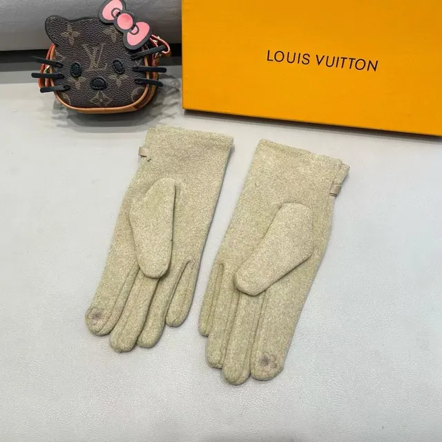 Gucci Horsebit 1955 বেইজ সোনালি উল-মিশ্রণ হার্ডওয়্যার চামড়ার গ্লাভস 6