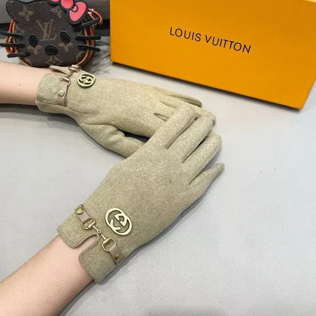 Gucci Horsebit 1955 বেইজ সোনালি উল-মিশ্রণ হার্ডওয়্যার চামড়ার গ্লাভস 7