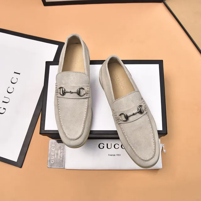 Gucci Horsebit 1955 米色麂皮乐福鞋 2