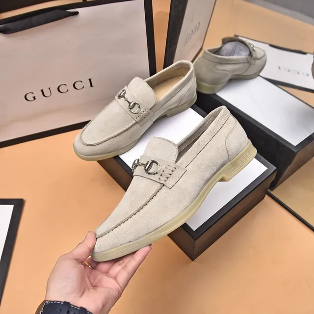 Gucci Horsebit 1955 米色麂皮乐福鞋 5