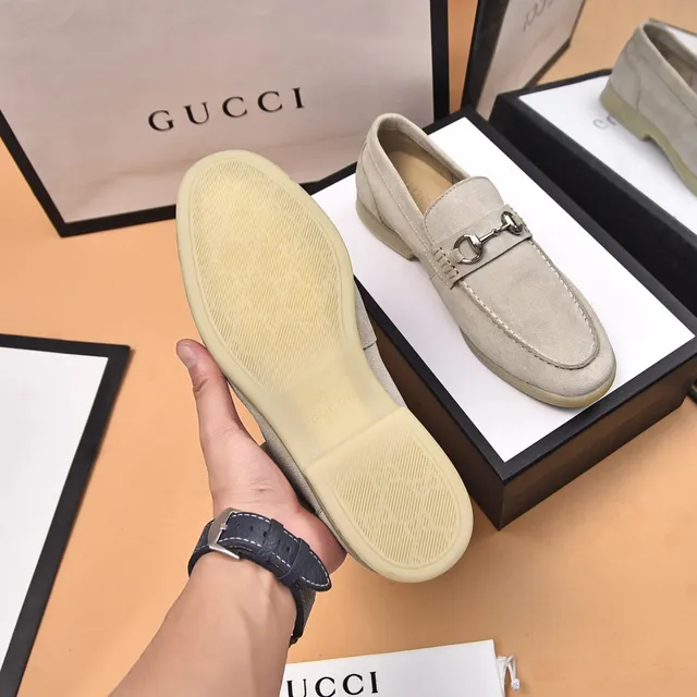 Gucci Horsebit 1955 米色麂皮乐福鞋 7