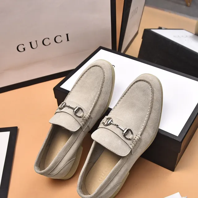 Gucci Horsebit 1955 米色麂皮乐福鞋 8