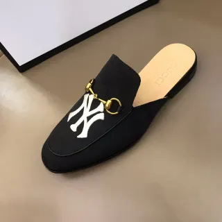 Gucci Horsebit 1955 কালো ক্যানভাস NY Yankees লোয়াফার