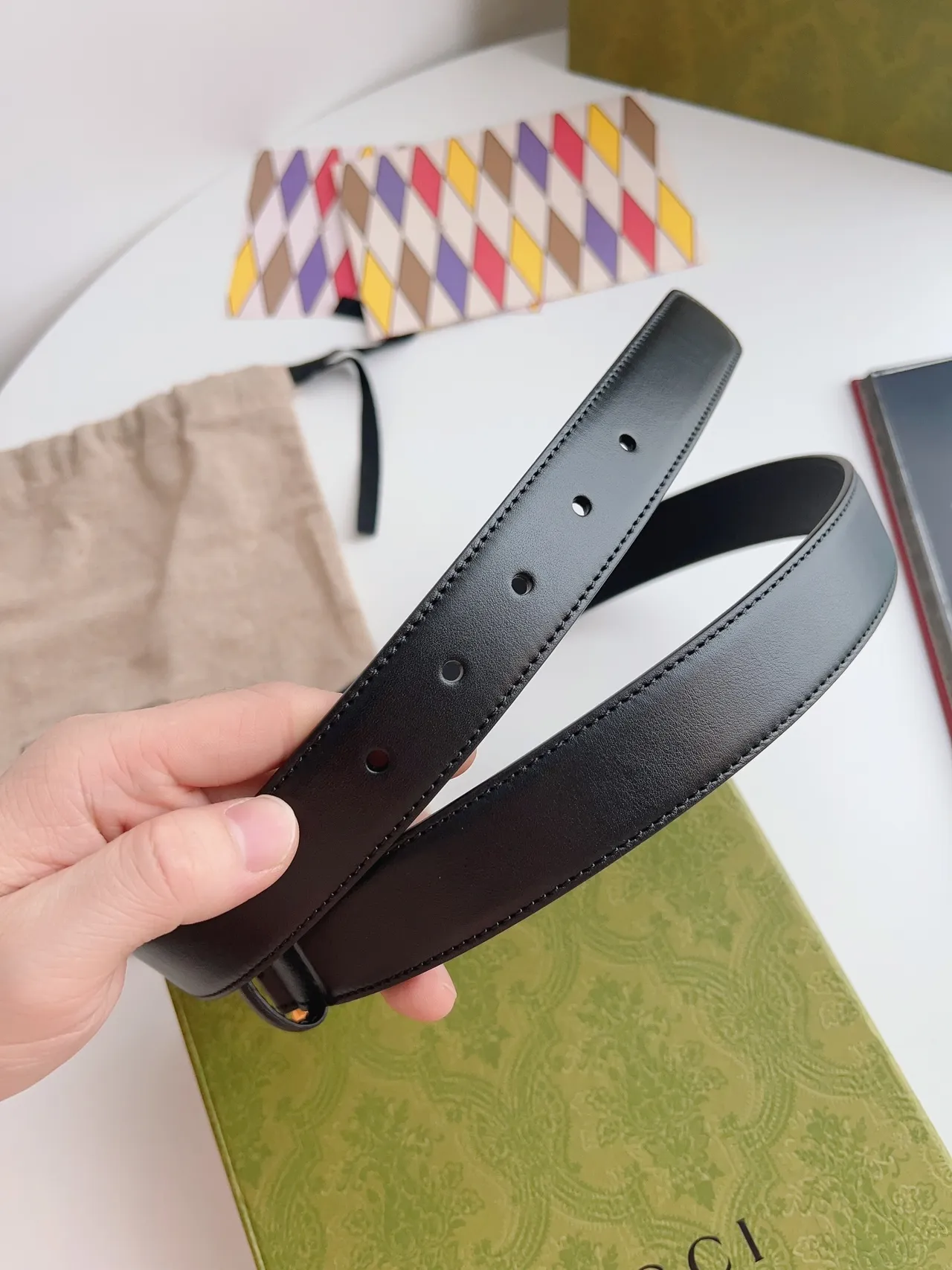 Gucci Horsebit 1955 黑金 光滑 矩形扣环 皮革腰带 2