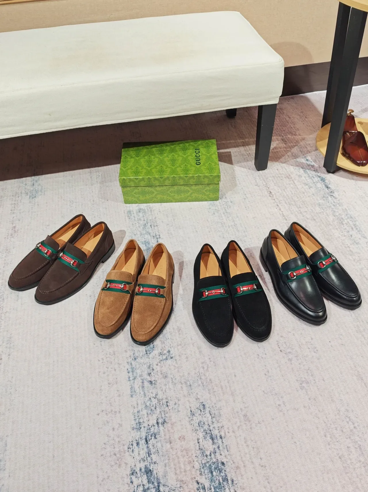 Gucci Horsebit 1955 Black Leather Web Loafers 3