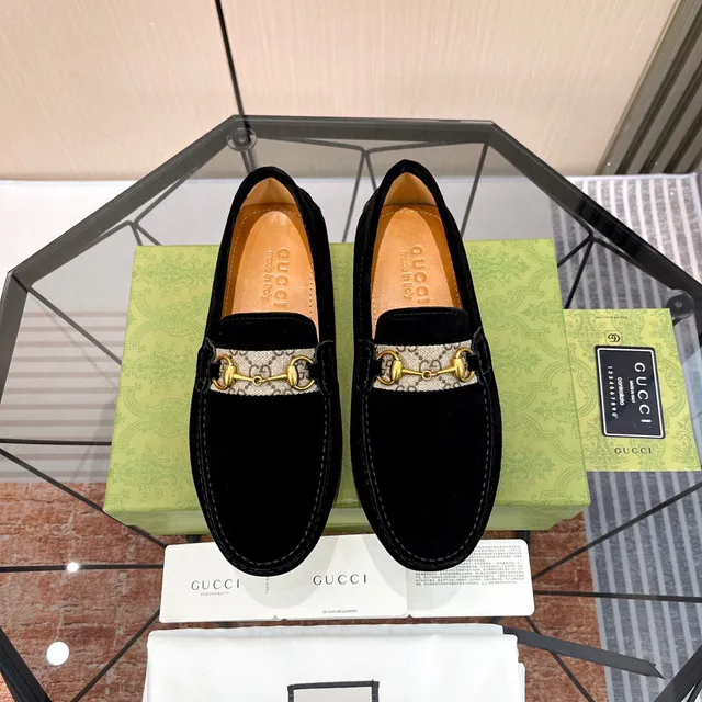 Gucci Horsebit 1955 Black Suede Loafers 8