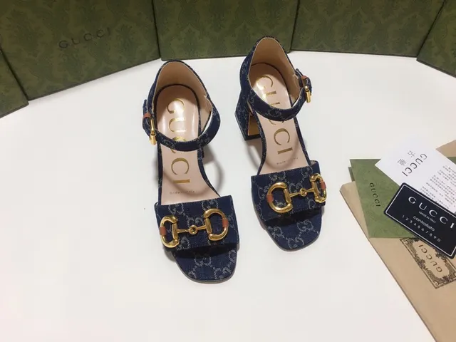 Gucci Horsebit 1955 蓝金 GG Monogram Denim Buckle Block Heel 9