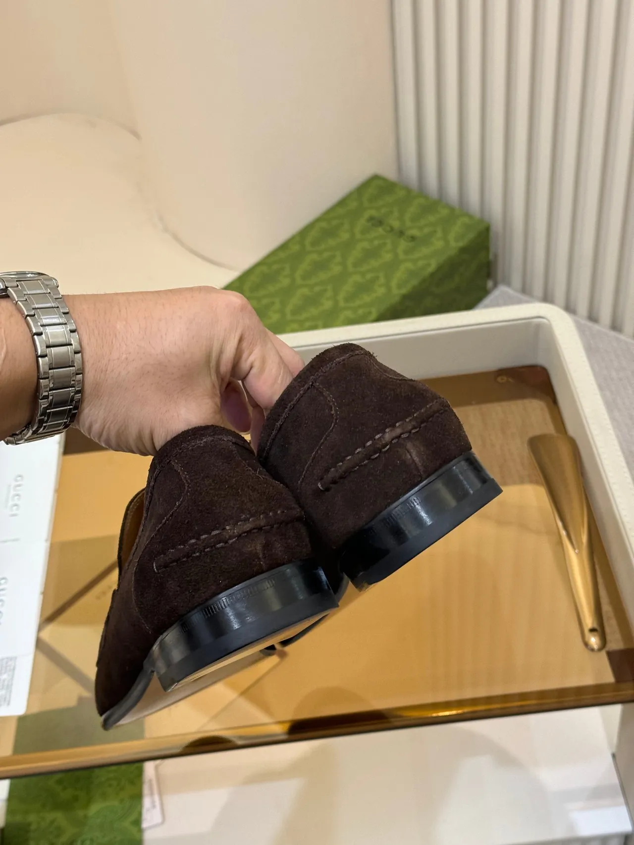 Gucci Horsebit 1955 Brown Suede Loafers 3