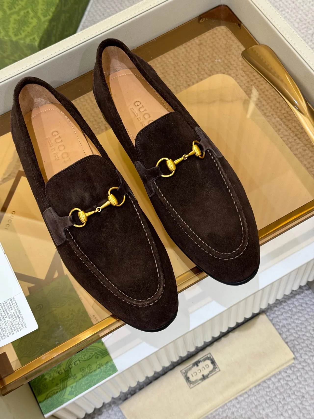 Gucci Horsebit 1955 Brown Suede Loafers 4