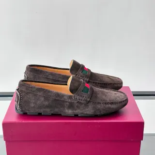 Gucci Horsebit 1955 বাদামি স্যুড ওয়েব স্ট্রাইপ লোফার