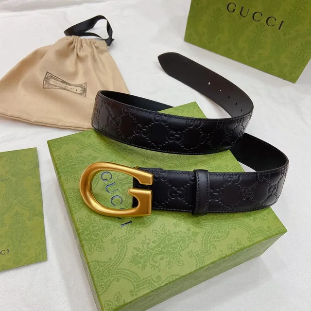 Gucci Horsebit 1955 Embossed GG Black Leather Belt 6
