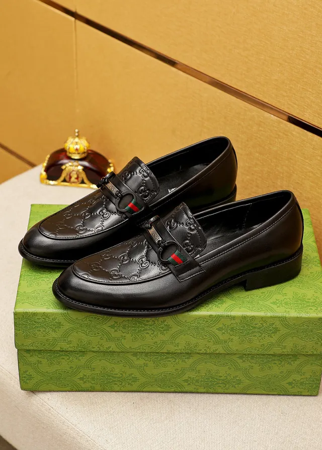 Gucci Horsebit 1955 embossé GG mocassins en cuir noir 5