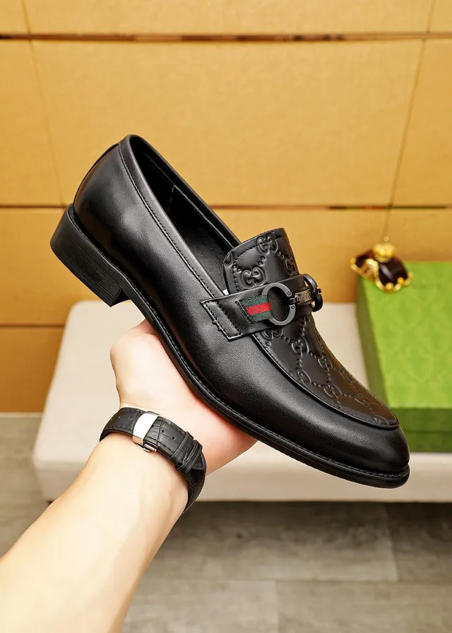 Gucci Horsebit 1955 embossé GG mocassins en cuir noir 8