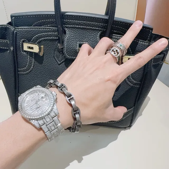 Gucci Horsebit 1955 Oxidized Silver Interlocking G-Link Bracelet 5