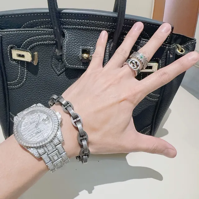 Gucci Horsebit 1955 Oxidized Silver Interlocking G-Link Bracelet 8