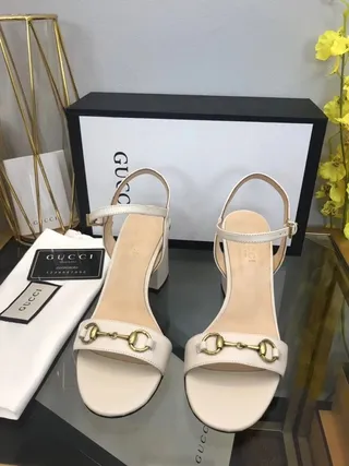 Gucci Horsebit 1955 White Leather Horsebit Buckle Gladiator Sandals 6