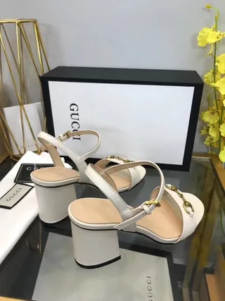 Gucci Horsebit 1955 White Leather Horsebit Buckle Gladiator Sandals 7