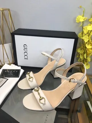Gucci Horsebit 1955 White Leather Horsebit Buckle Gladiator Sandals 8