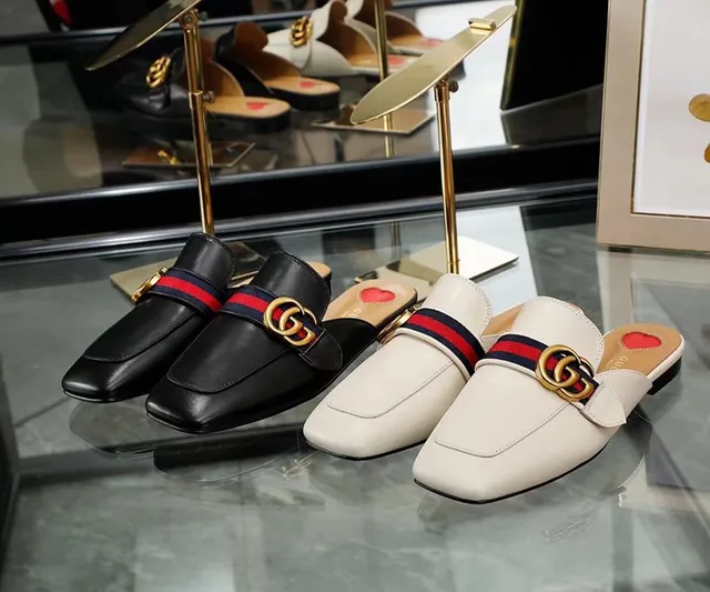 Gucci Horsebit 1955 White Leather Web Stripe Square-Toe Loafers 2