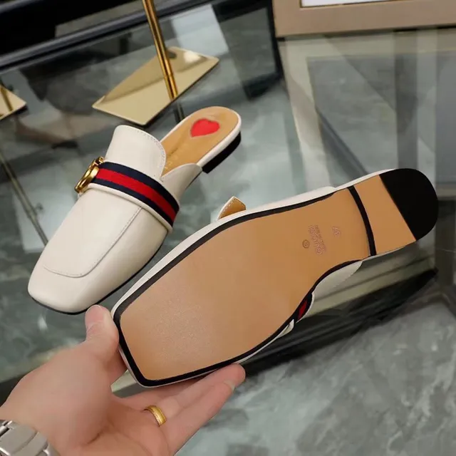 Gucci Horsebit 1955 White Leather Web Stripe Square-Toe Loafers 8