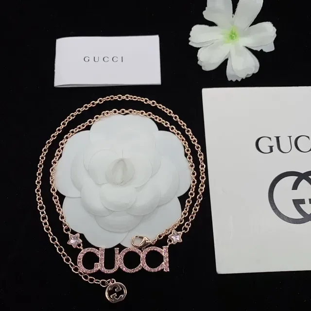 Gucci 标志 玫瑰金 水晶链手链 2
