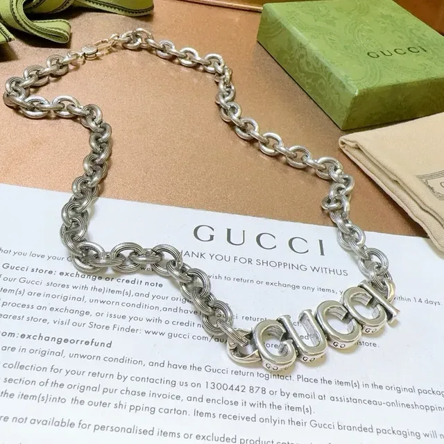 Gucci Logo Chain Silver Necklace 6