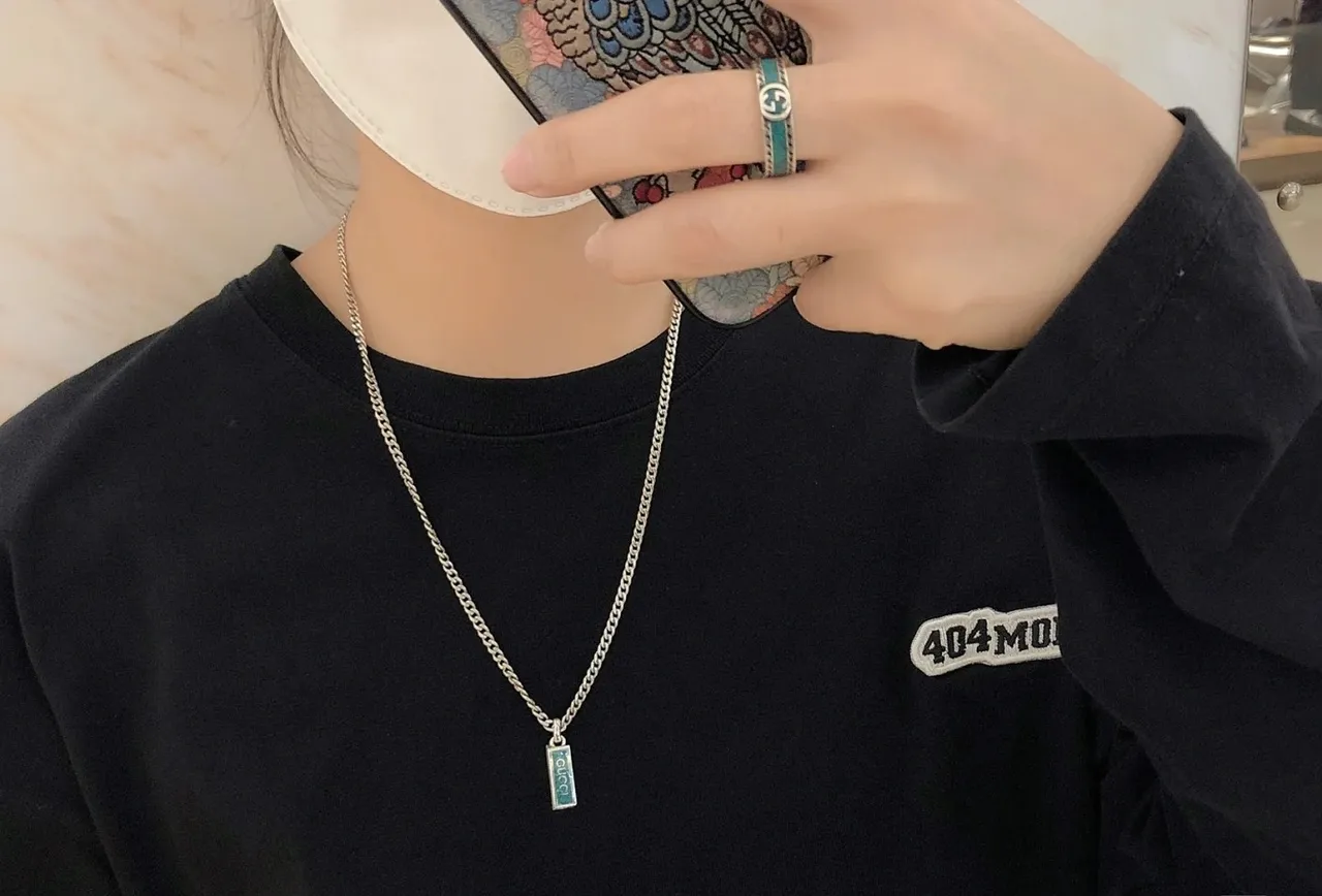 Gucci Logo Pendant Silver Chain Necklace 3