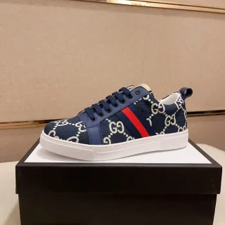Gucci Navy Red GG Monogram Lona Superior Franja Web Sneakers Lifestyle