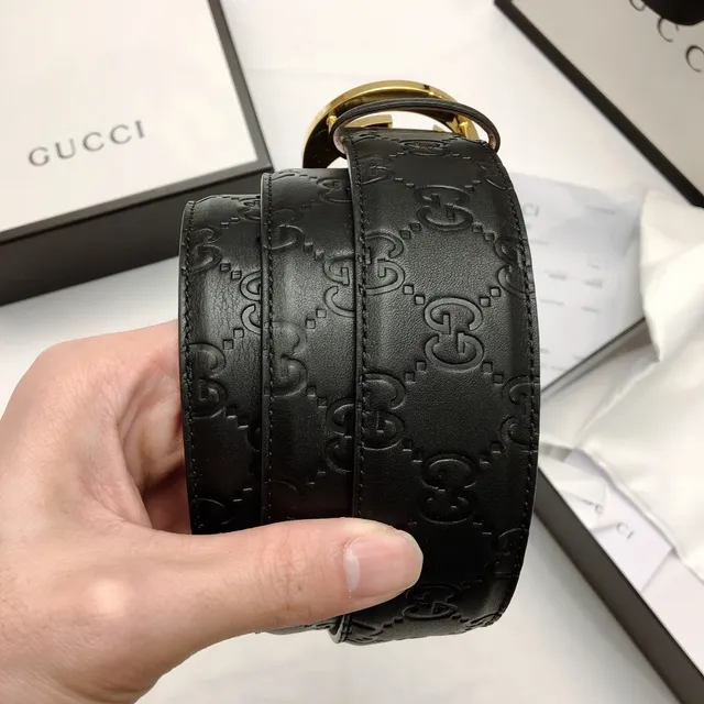 Gucci Ophidia أسود ذهبي Interlocking G Buckle مطبوخ GG Monogram حزام جلدي 2