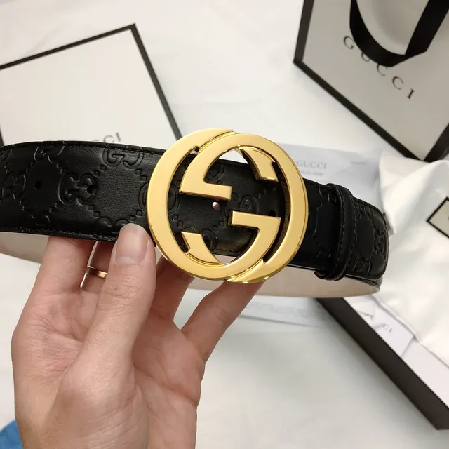 Gucci Ophidia أسود ذهبي Interlocking G Buckle مطبوخ GG Monogram حزام جلدي 4