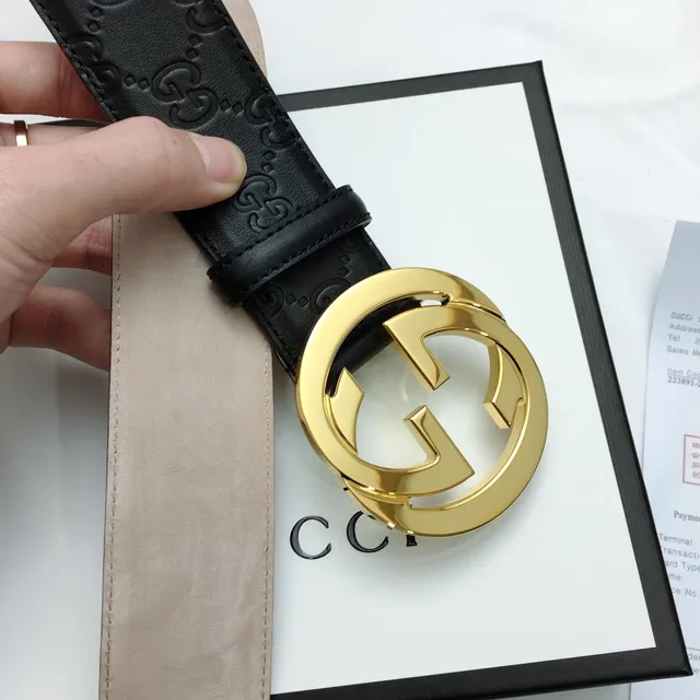 Gucci Ophidia أسود ذهبي Interlocking G Buckle مطبوخ GG Monogram حزام جلدي 8