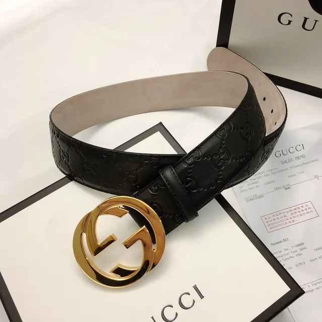 Gucci Ophidia أسود ذهبي Interlocking G Buckle مطبوخ GG Monogram حزام جلدي 9