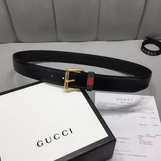 Gucci Ophidia Black Gold Smooth Rectangular Buckle Leather Belt