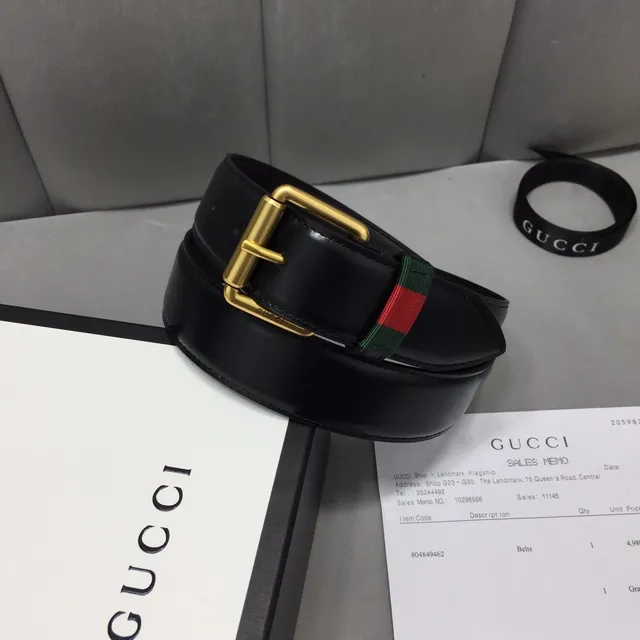 Gucci Ophidia Black Gold Smooth Rectangular Buckle Leather Belt 2