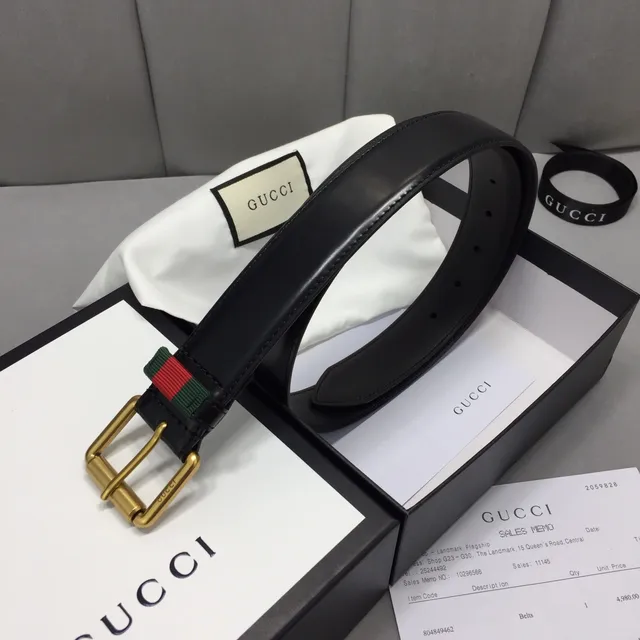 Gucci Ophidia Black Gold Smooth Rectangular Buckle Leather Belt 4