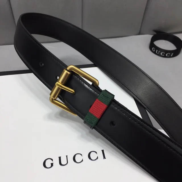 Gucci Ophidia Black Gold Smooth Rectangular Buckle Leather Belt 9